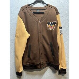 NEW Switch Remarkable Varsity Jacket Brown/Tan, Button Down Men’s Sz Large